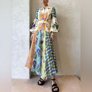 Balloon Sleeve Shirtdress - midi length with  drop waist and belt